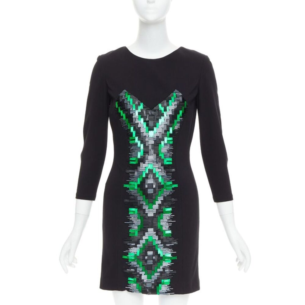 Matthew Williamson Green Black Rectangular Sequin… - image 1